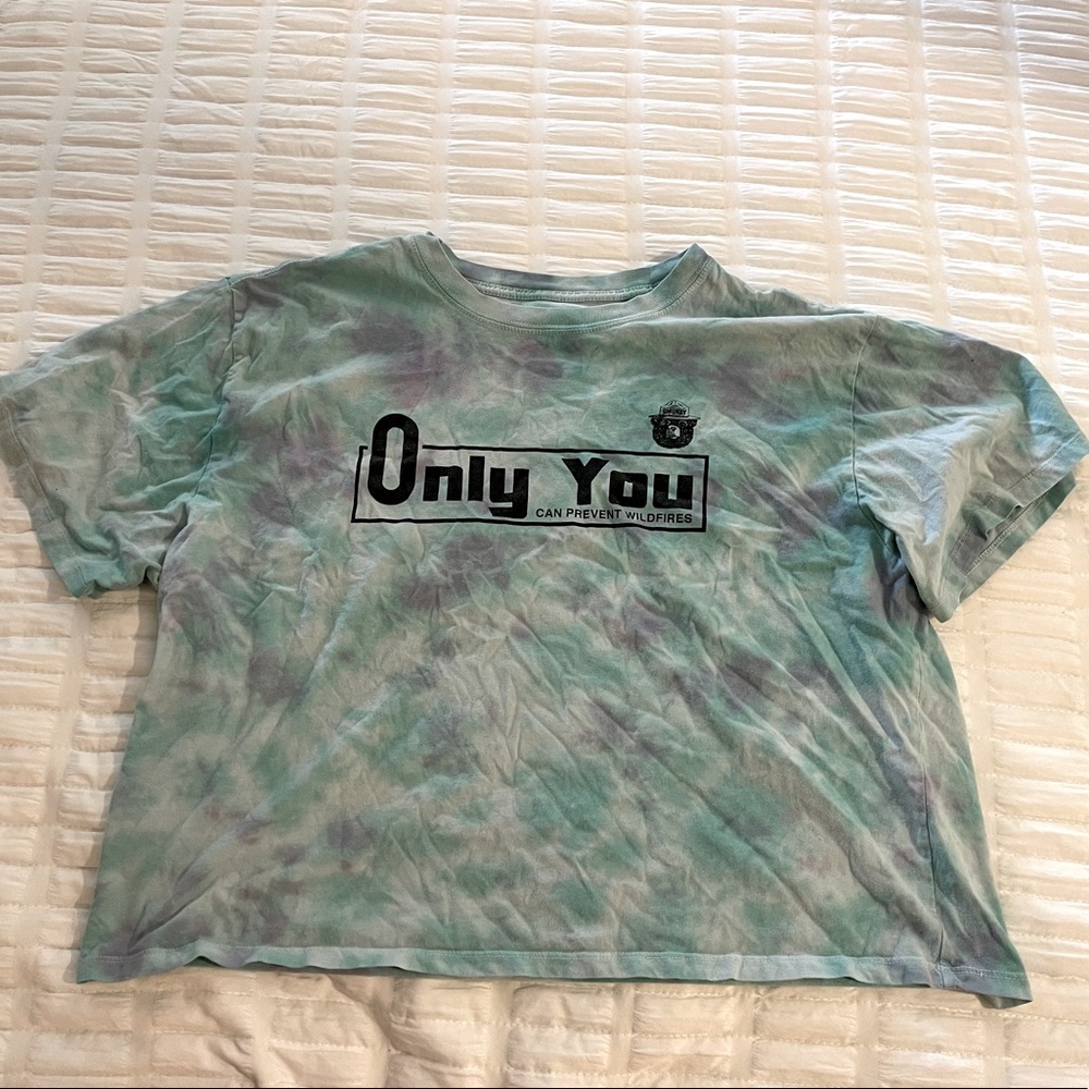 Vintage vibes tie dye Smokey the bear crop top